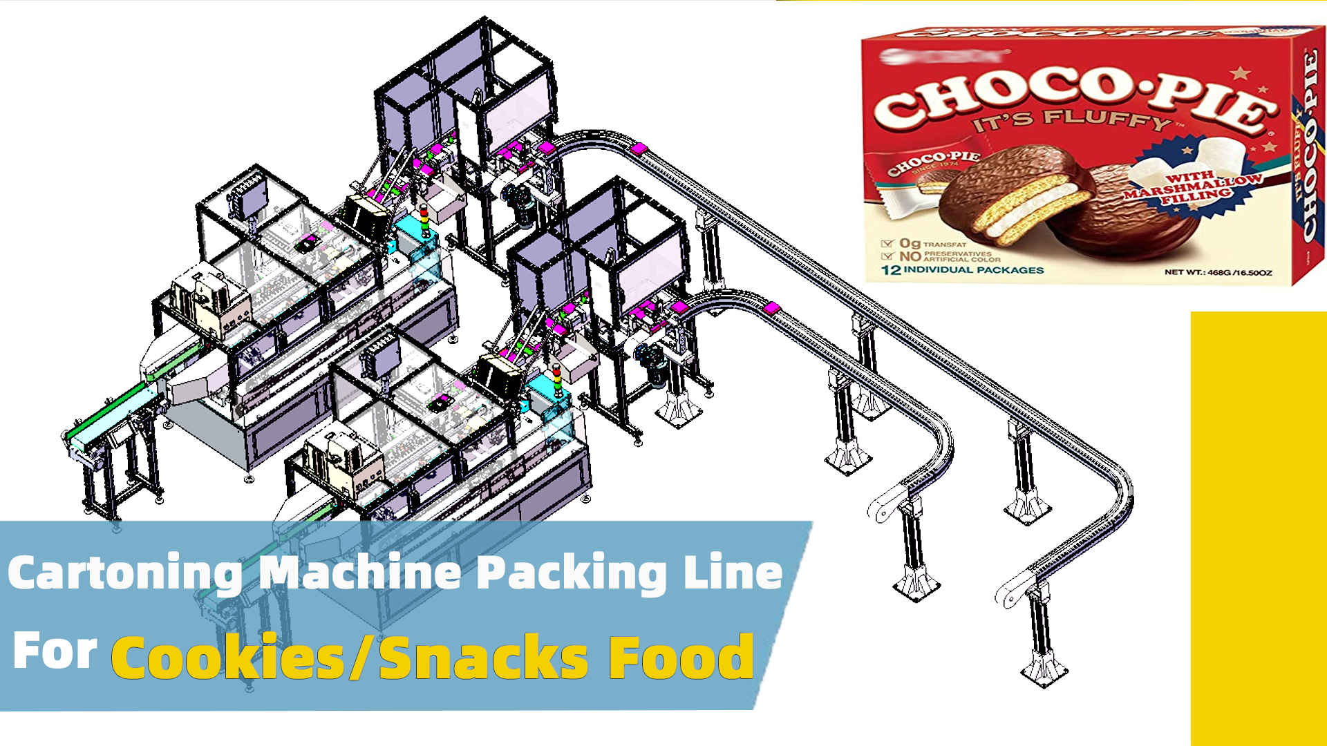 Automatic Cookie/snack And Chocolate Pie Sorting And Cartoning Packaging Line